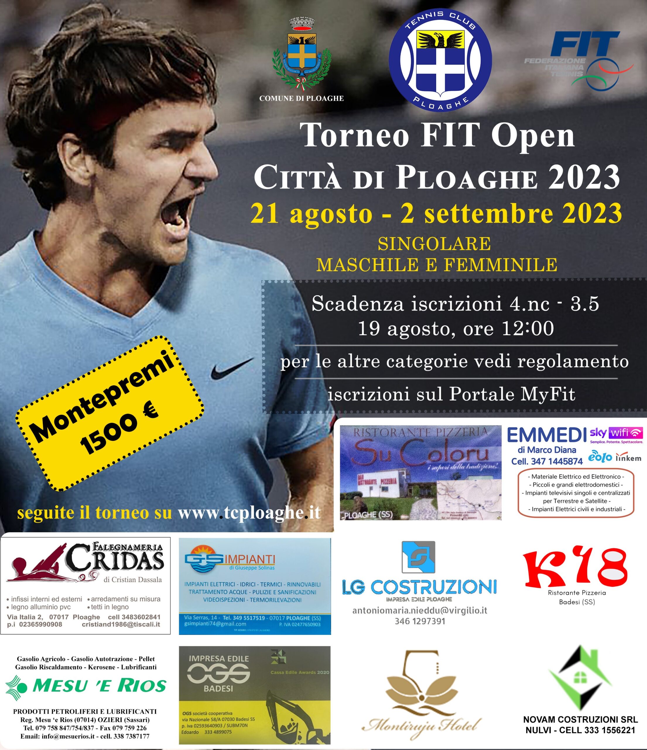 Read more about the article Torneo FIT Open “Città di Ploaghe 2023” – scadenza iscrizione 19 agosto 2023